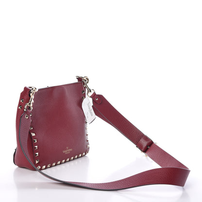 Valentino Garavani Pebbled Calfskin Mini Rockstud Flip-Lock Messenger Bag Rubino 3 of 8