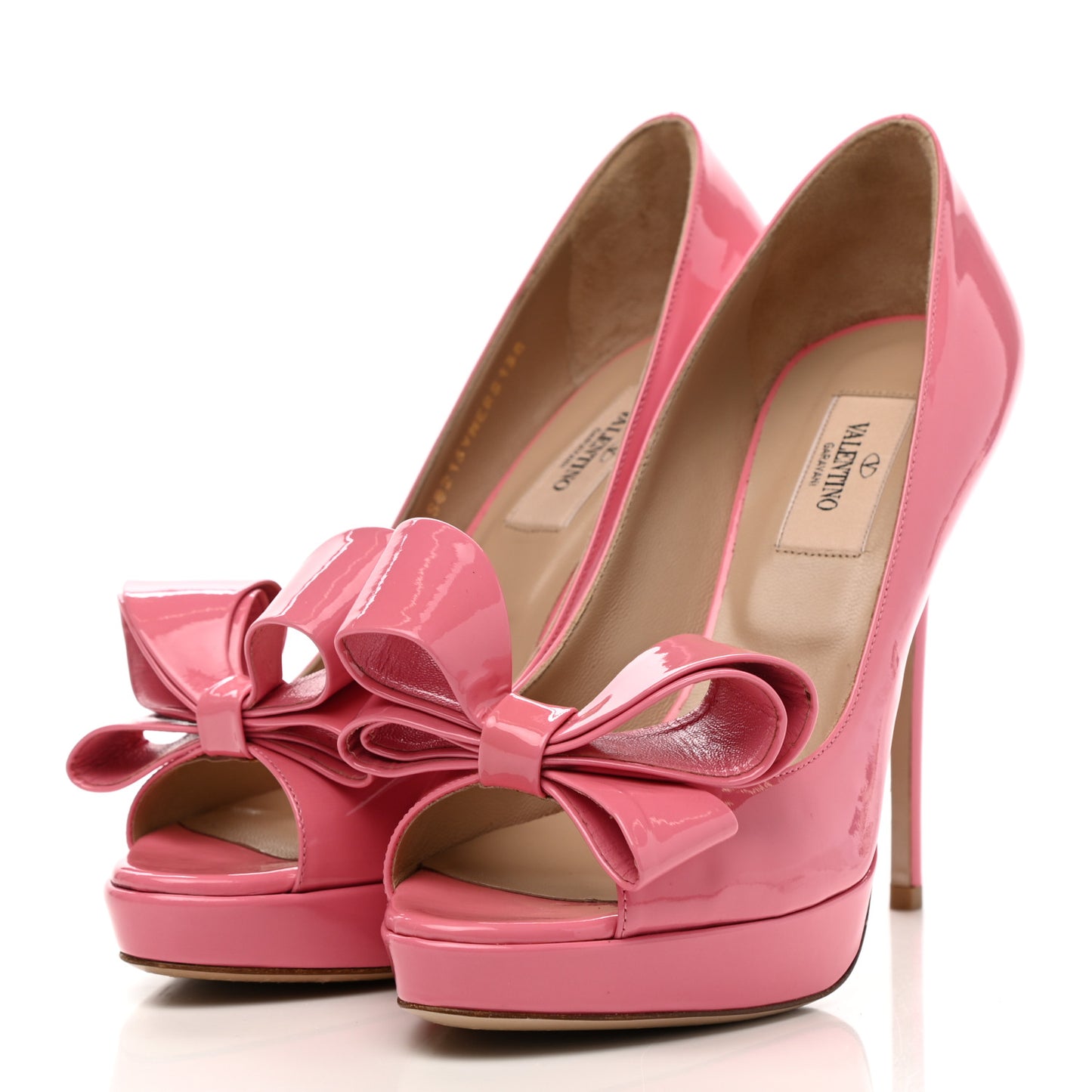 Patent Couture Bow Peep Toe 30/125mm Platform Pumps 38 Rosa