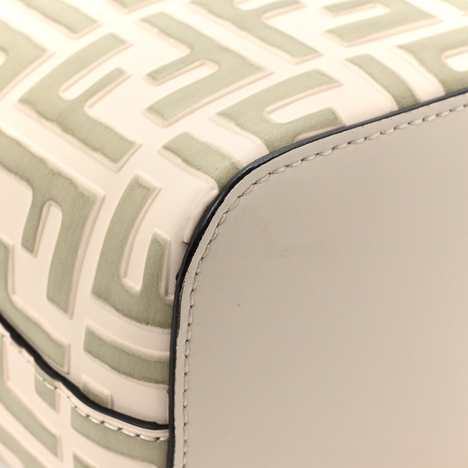 Fendi Vitello Liberty F is Fendi Bi-Color FF 1974 Embossed Mini Mon Tresor Bucket Bag Camelia Mandorlo 13 of 13