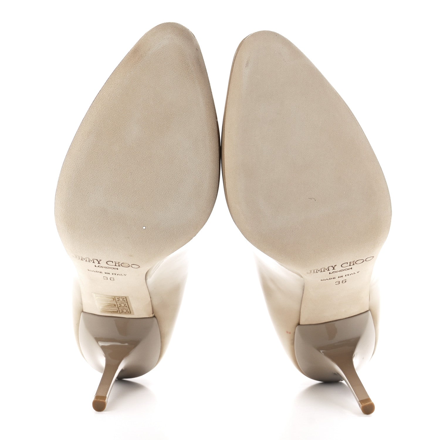 Jimmy Choo Patent Gilbert Round Toe Pumps 36 Nude 5 of 8