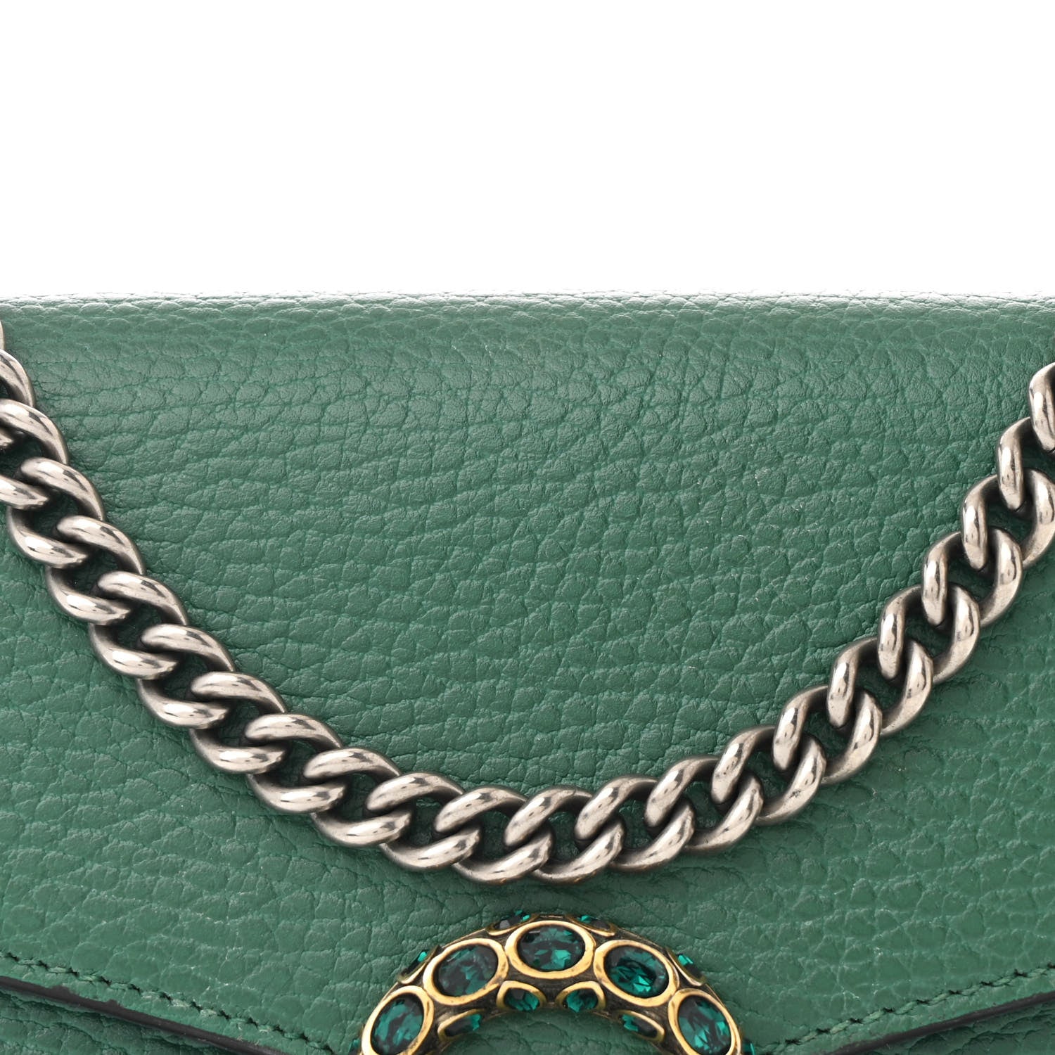 Gucci Calfskin Mini Dionysus Chain Wallet Emerald 10 of 12