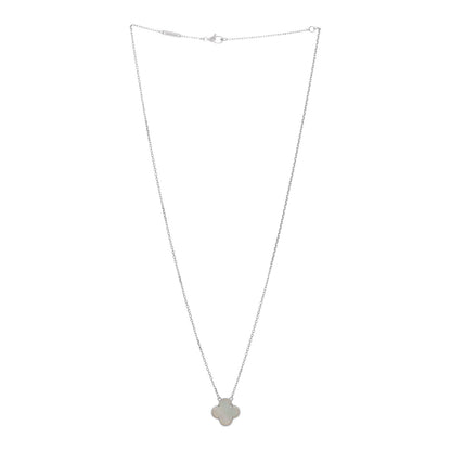 Van Cleef & Arpels 18K White Gold Mother of Pearl Vintage Alhambra Pendant Necklace 2 of 4