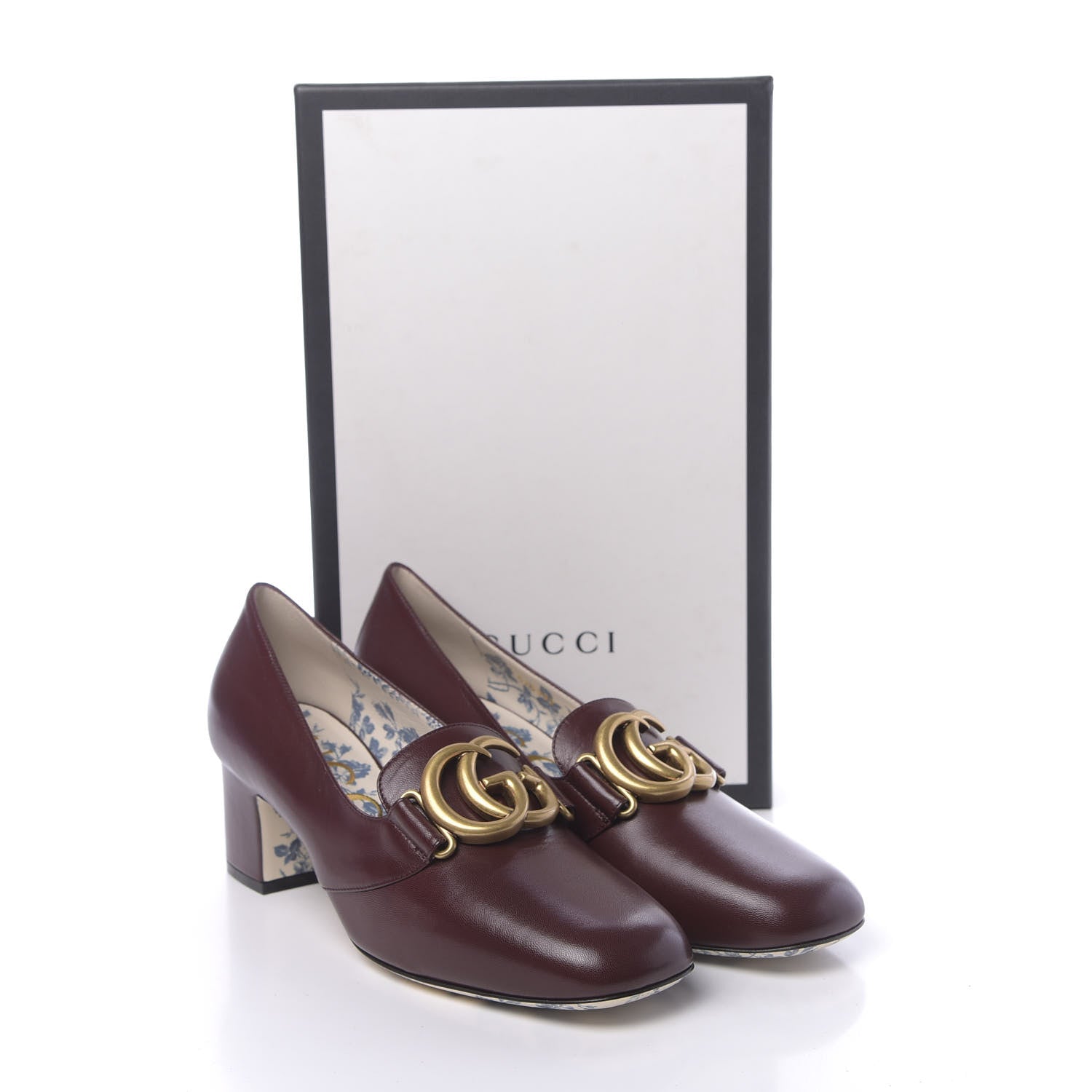 Gucci Malaga Kid GG Victoire 55mm Loafer Pumps 38.5 Vintage Bordeaux 9 of 9