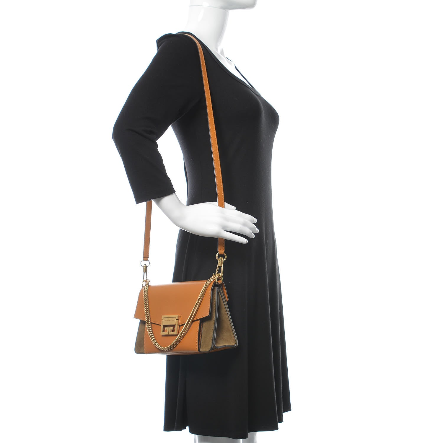 Givenchy Goatskin Suede Small GV3 Shoulder Bag Amber Mastic 2 of 9
