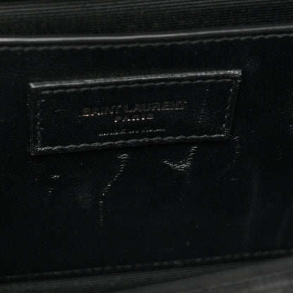 Saint Laurent Grain De Poudre Textured Mixed Matelasse Triquilt Medium Monogram Satchel Black 7 of 11