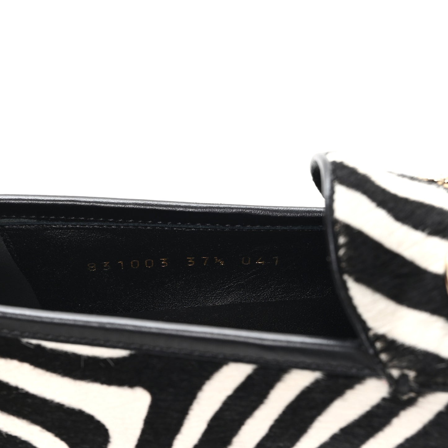Pony Hair Zebra Print Womens Horsebit Moccasin Loafers 37.5 Black White