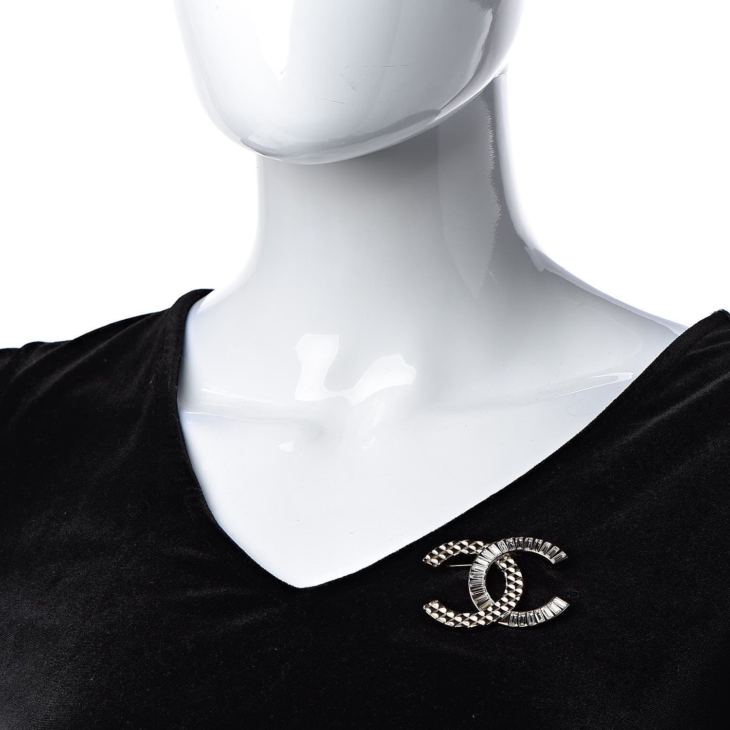 Chanel Baguette Crystal Quilted CC Brooch Gold 2 of 6