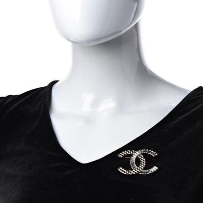 Chanel Baguette Crystal Quilted CC Brooch Gold 2 of 6