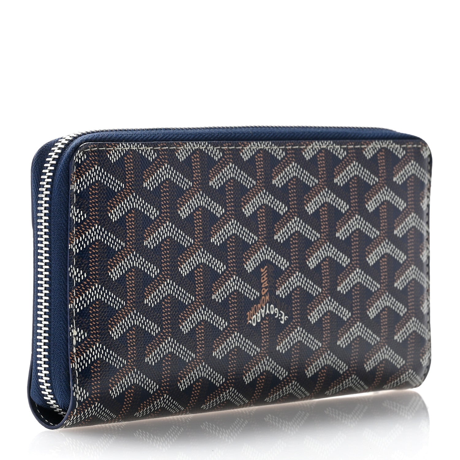 Goyard Goyardine Matignon Zip Around GM Wallet Navy 3 of 10