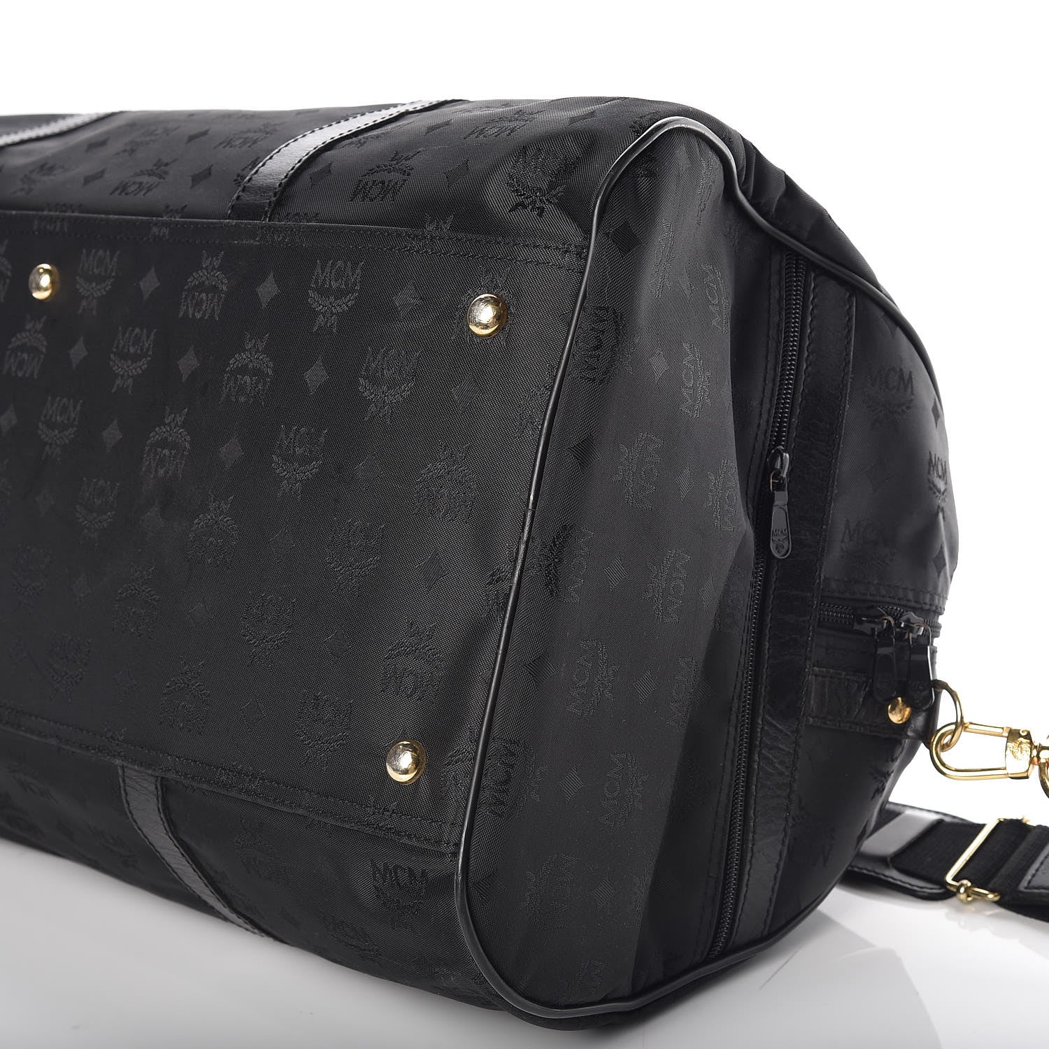 MCM Monogram Coated Canvas Weekender Black 8 of 8