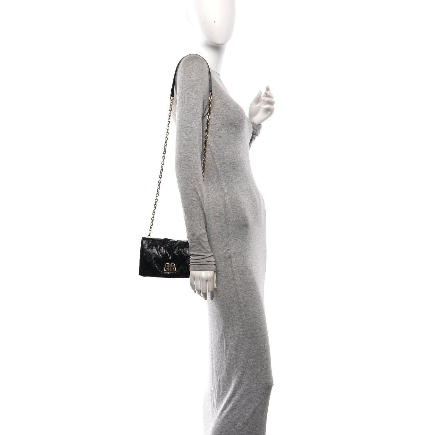 Balenciaga Arena Puffy Monaco Chain Shoulder Bag Black 2 of 10