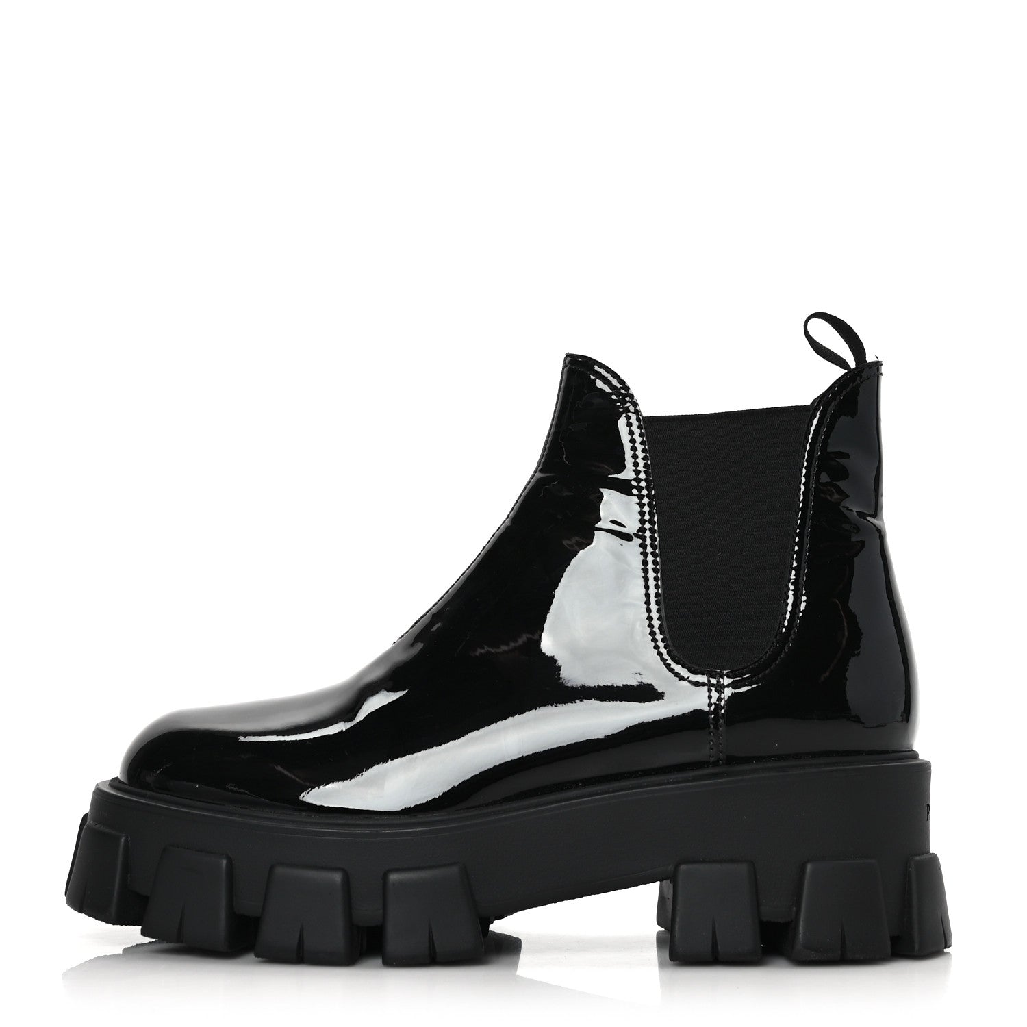 Prada Vernice Monolith Chelsea 55mm Ankle Boots 41 Black 1 of 8