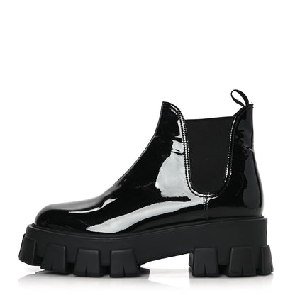 Prada Vernice Monolith Chelsea 55mm Ankle Boots 41 Black 1 of 8