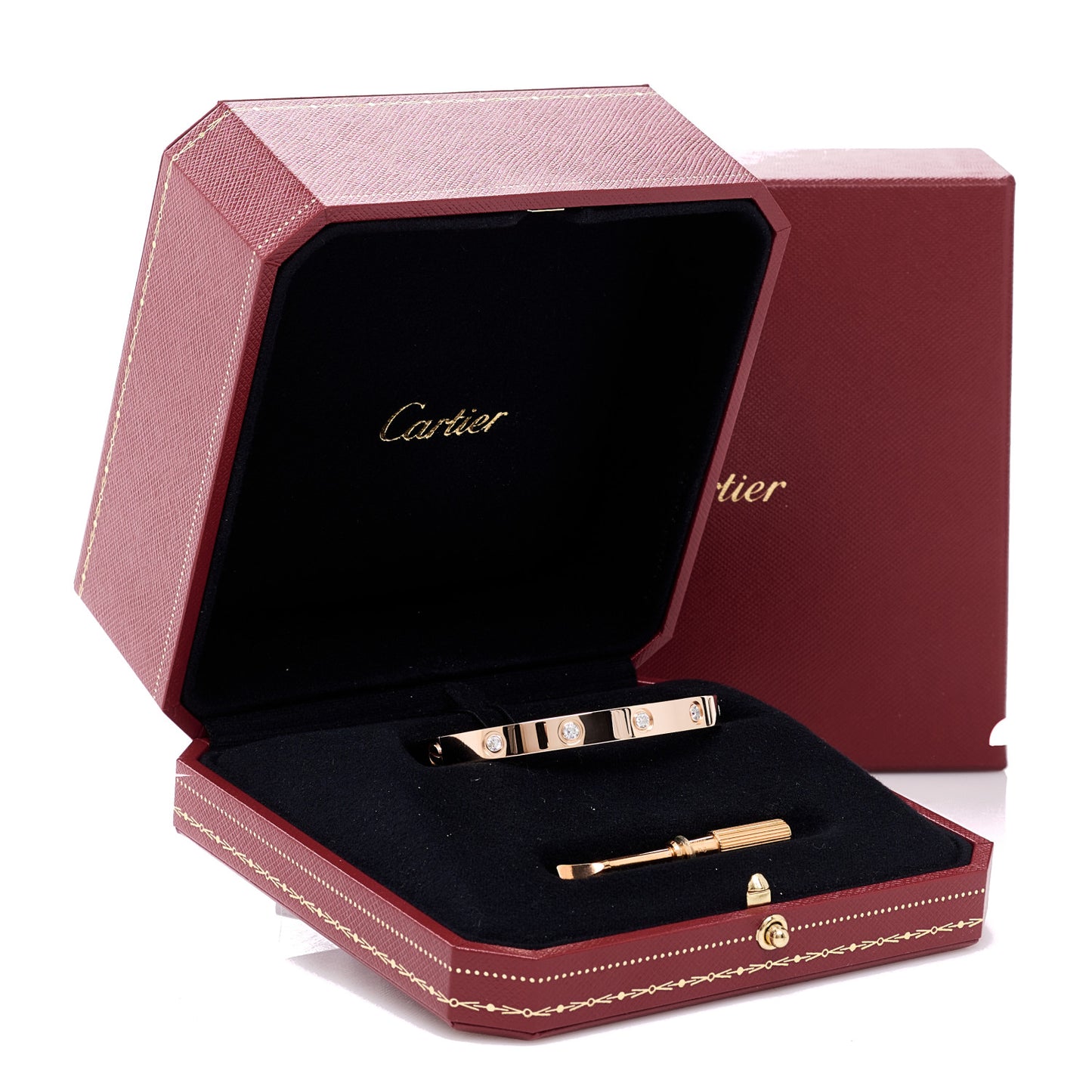 18K Pink Gold 10 Diamond LOVE Bracelet 17