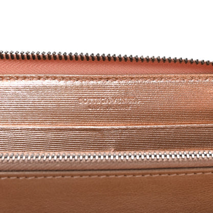 Bottega Veneta Metallic Grosgrain Intrecciato Zip Around Wallet Rose Gold 6 of 6