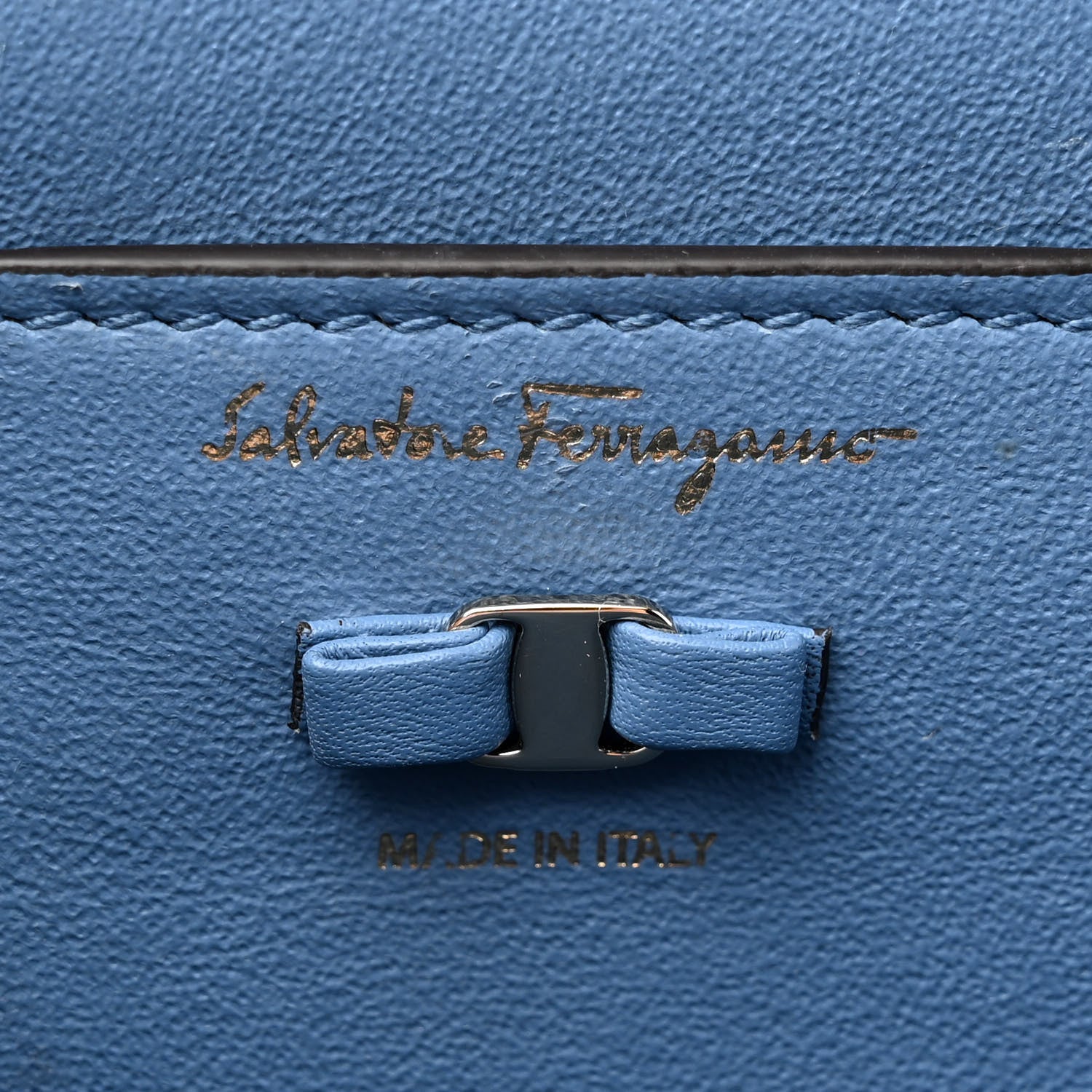 Salvatore Ferragamo Calfskin Floral Print Vara Bow Chain Flap Crossbody Chambray Multicolor 6 of 12