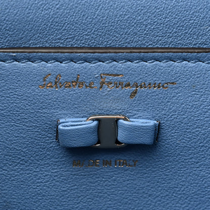 Salvatore Ferragamo Calfskin Floral Print Vara Bow Chain Flap Crossbody Chambray Multicolor 6 of 12