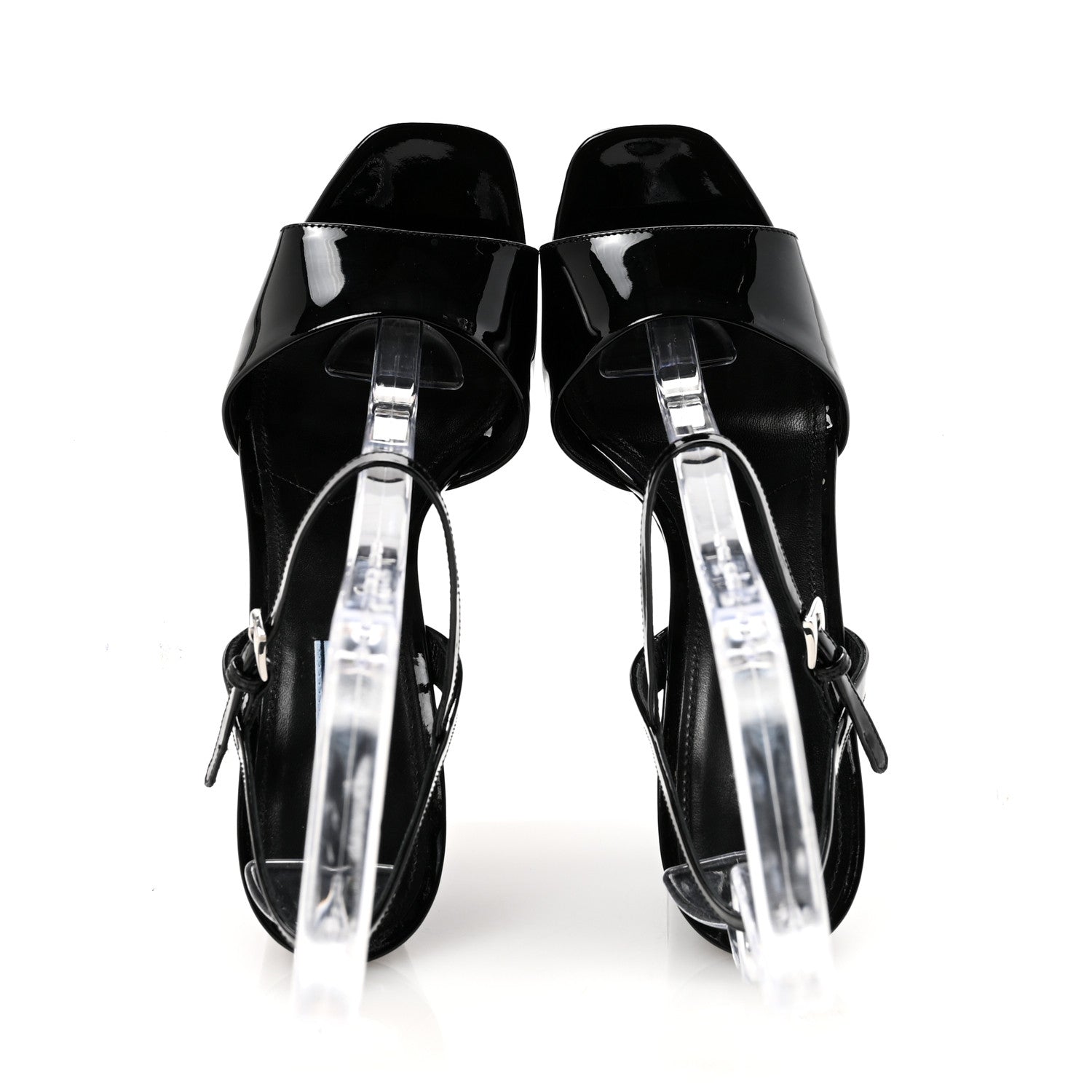 Prada Vernice Platform Wedge Sandals 38.5 Black 2 of 10