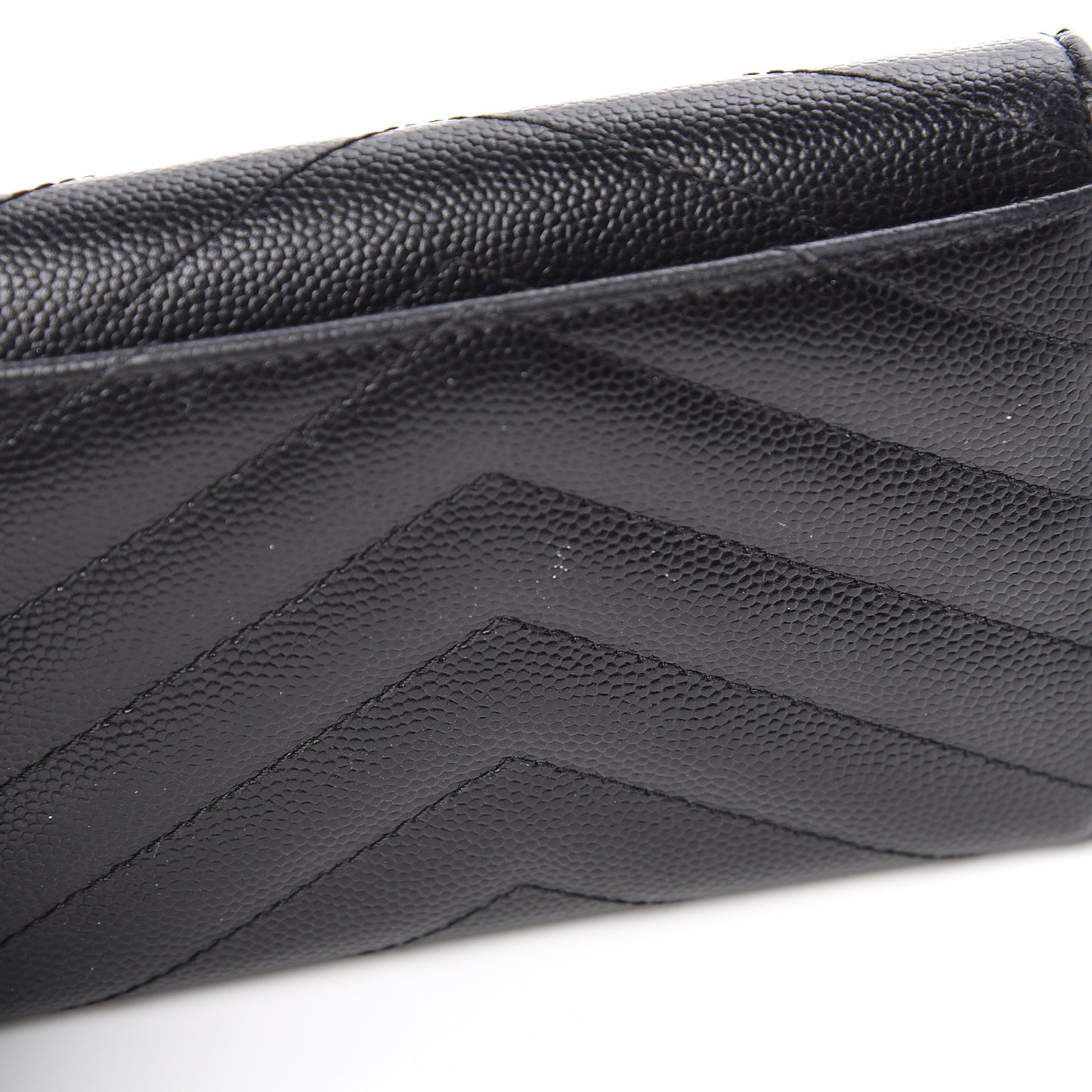 Grain De Poudre Matelasse Chevron Small Monogram Envelope Wallet Black