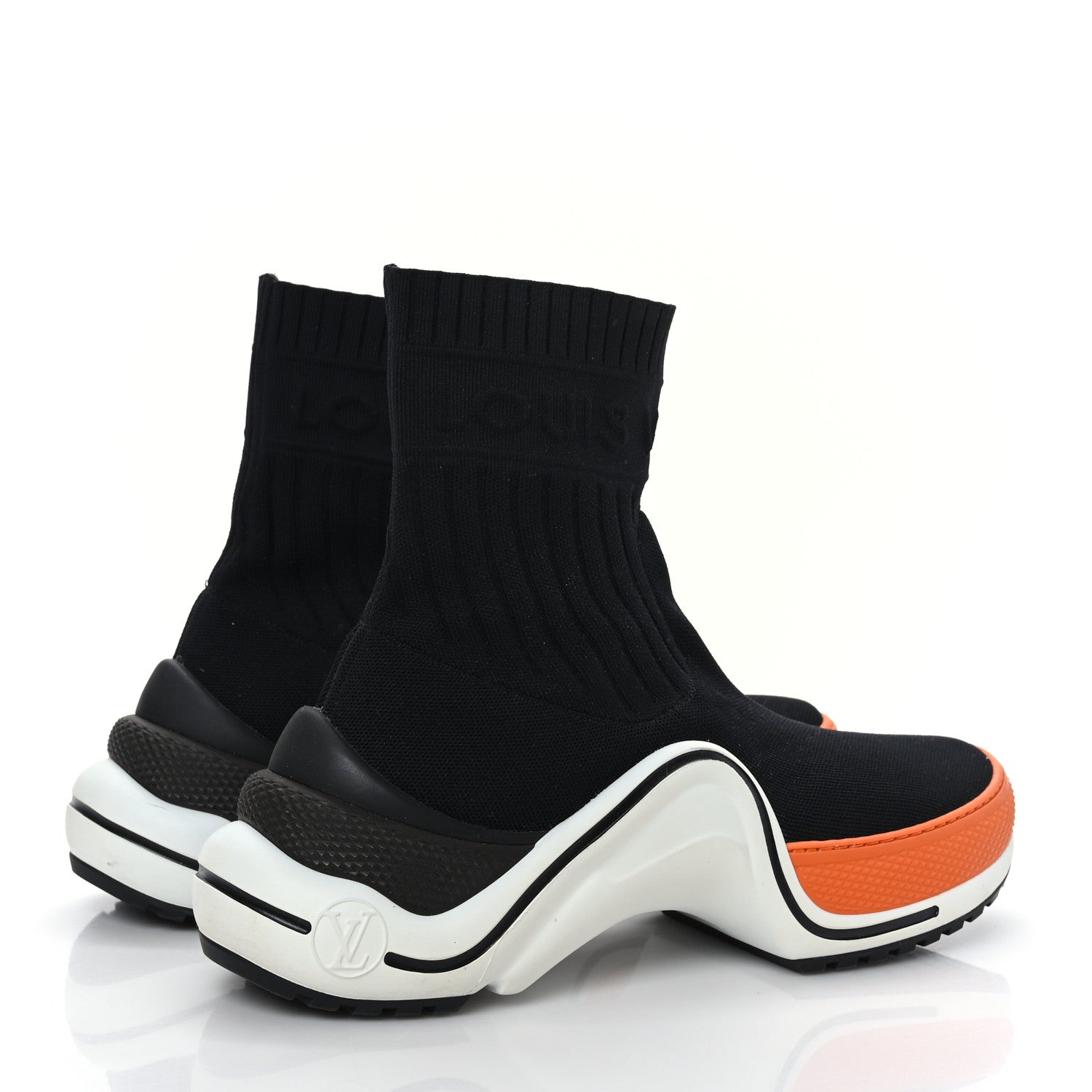 Louis Vuitton Stretch Textile LV Archlight Sneaker Boots 38 Black Orange 4 of 7