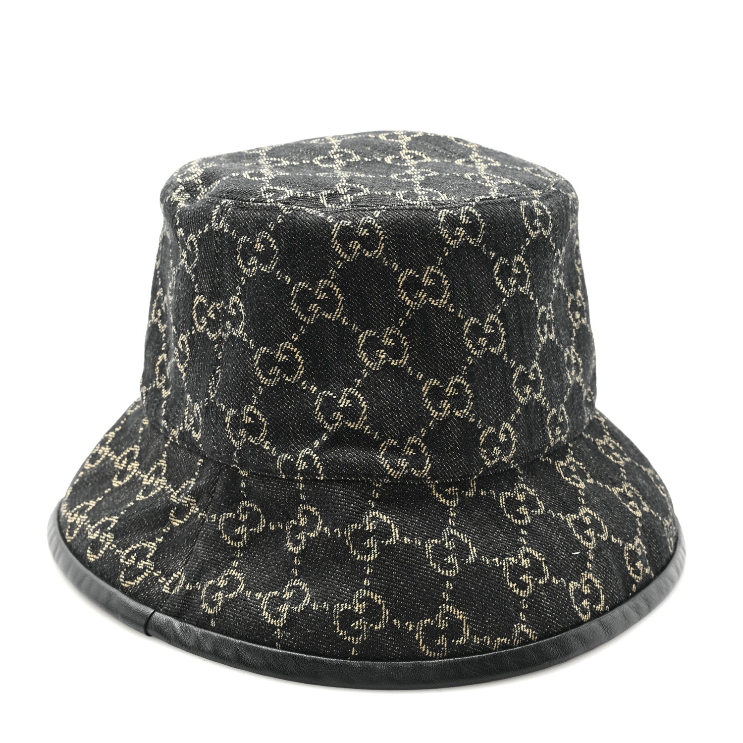 Gucci Jacquard Denim GG Monogram Oscar Bucket Hat M Black Ivory 1 of 10