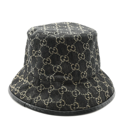 Gucci Jacquard Denim GG Monogram Oscar Bucket Hat M Black Ivory 1 of 10