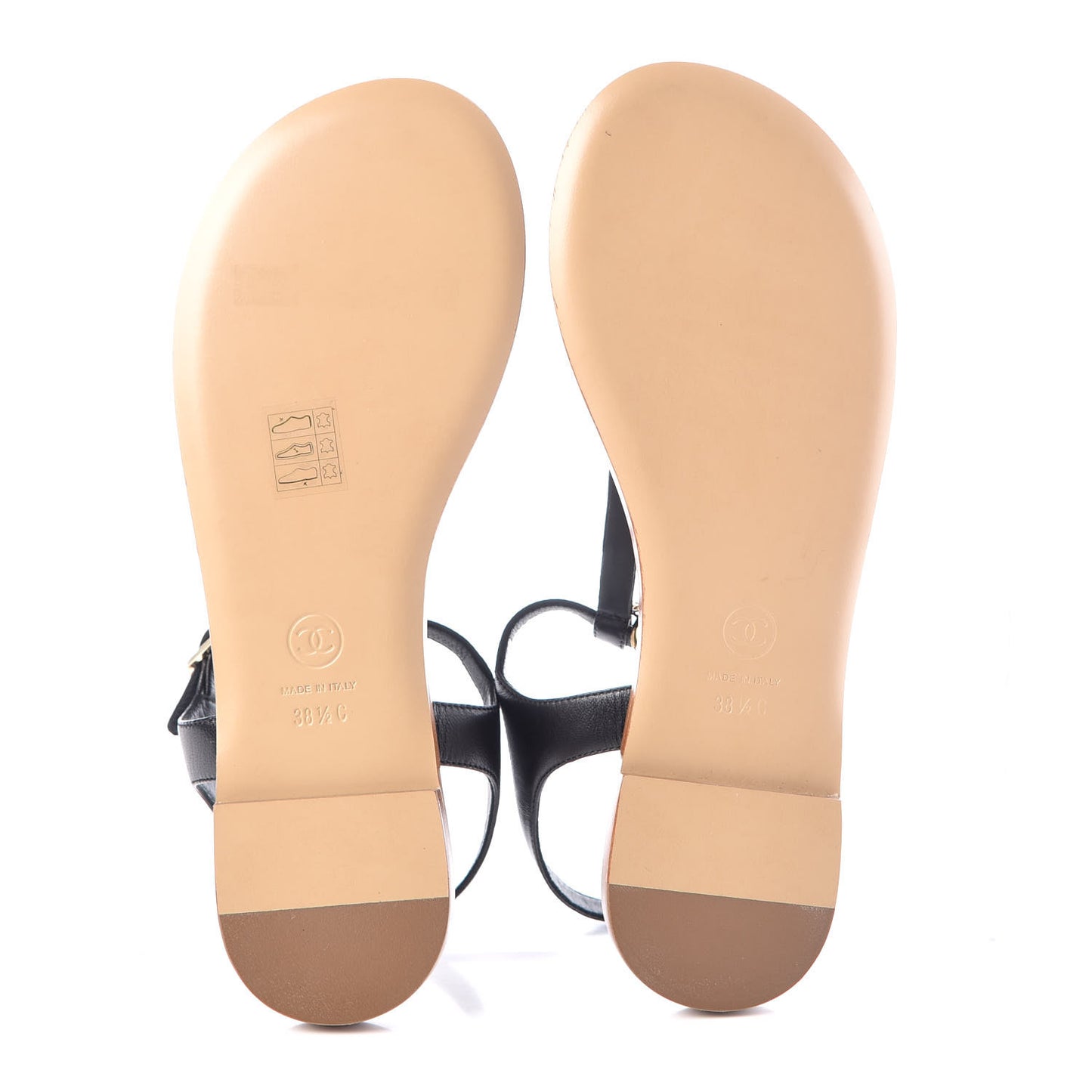 Lambskin Chain CC Thong Sandals 38.5 Black White