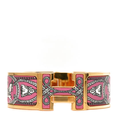Hermes Enamel Printed Wide Grand Apparat Clic Clac H Bracelet PM Crepuscule Violet 1 of 5