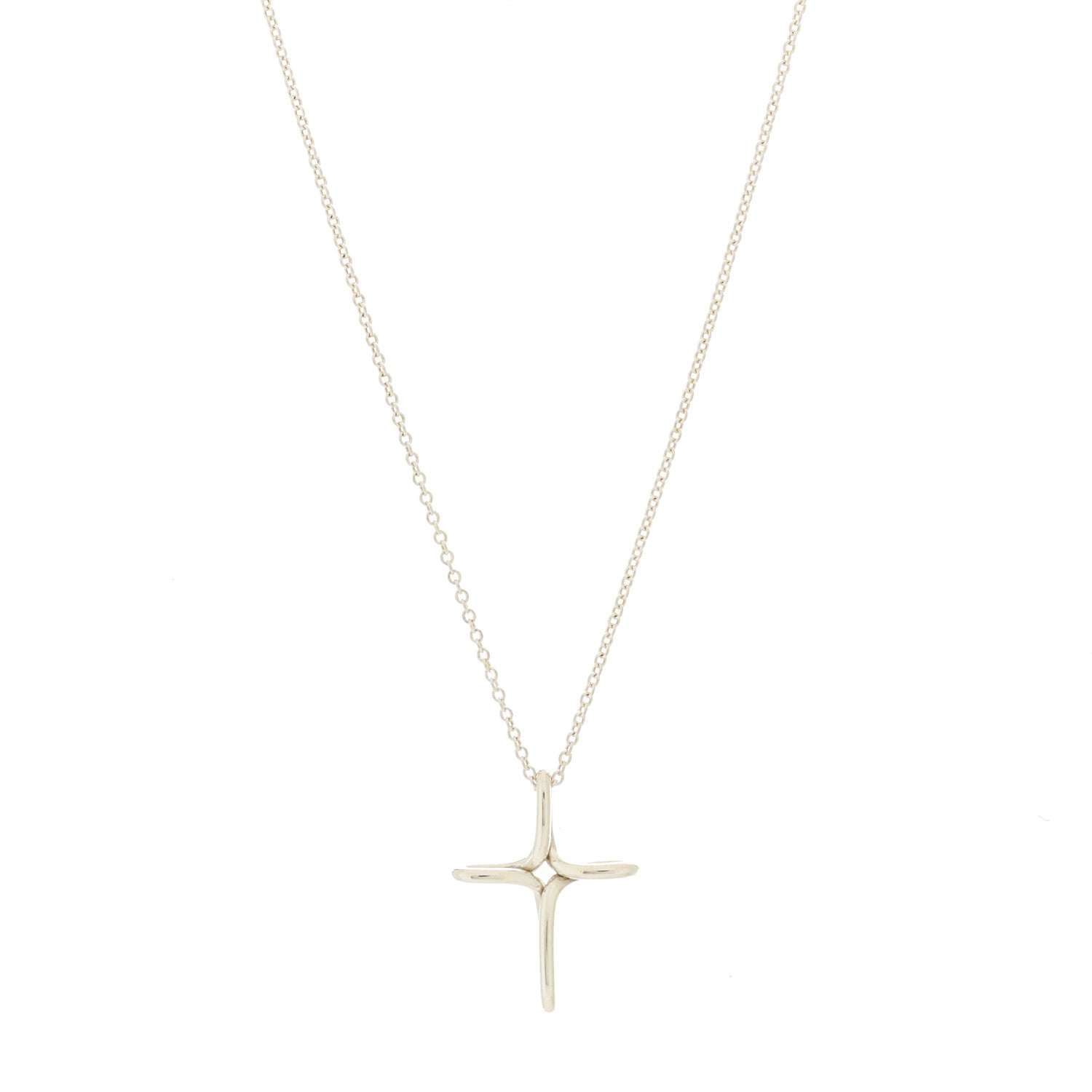 Tiffany Sterling Silver Elsa Peretti Infinity Cross Pendant Necklace 1 of 6