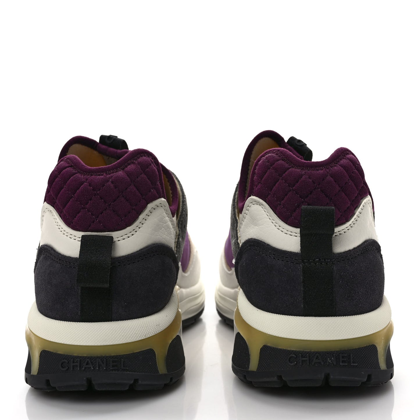 Fabric Suede Calfskin Mesh Womens CC Sneakers 40 White Grey Purple