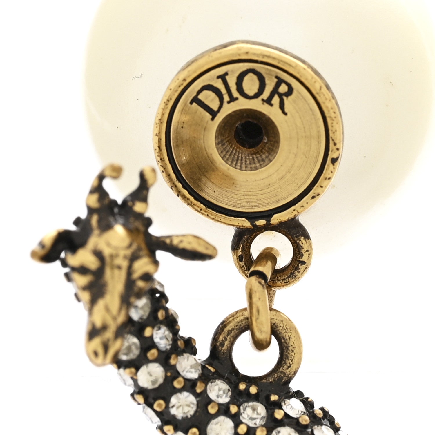 Christian Dior Crystal Pearl Giraffe J'Adior Earring Gold 4 of 4