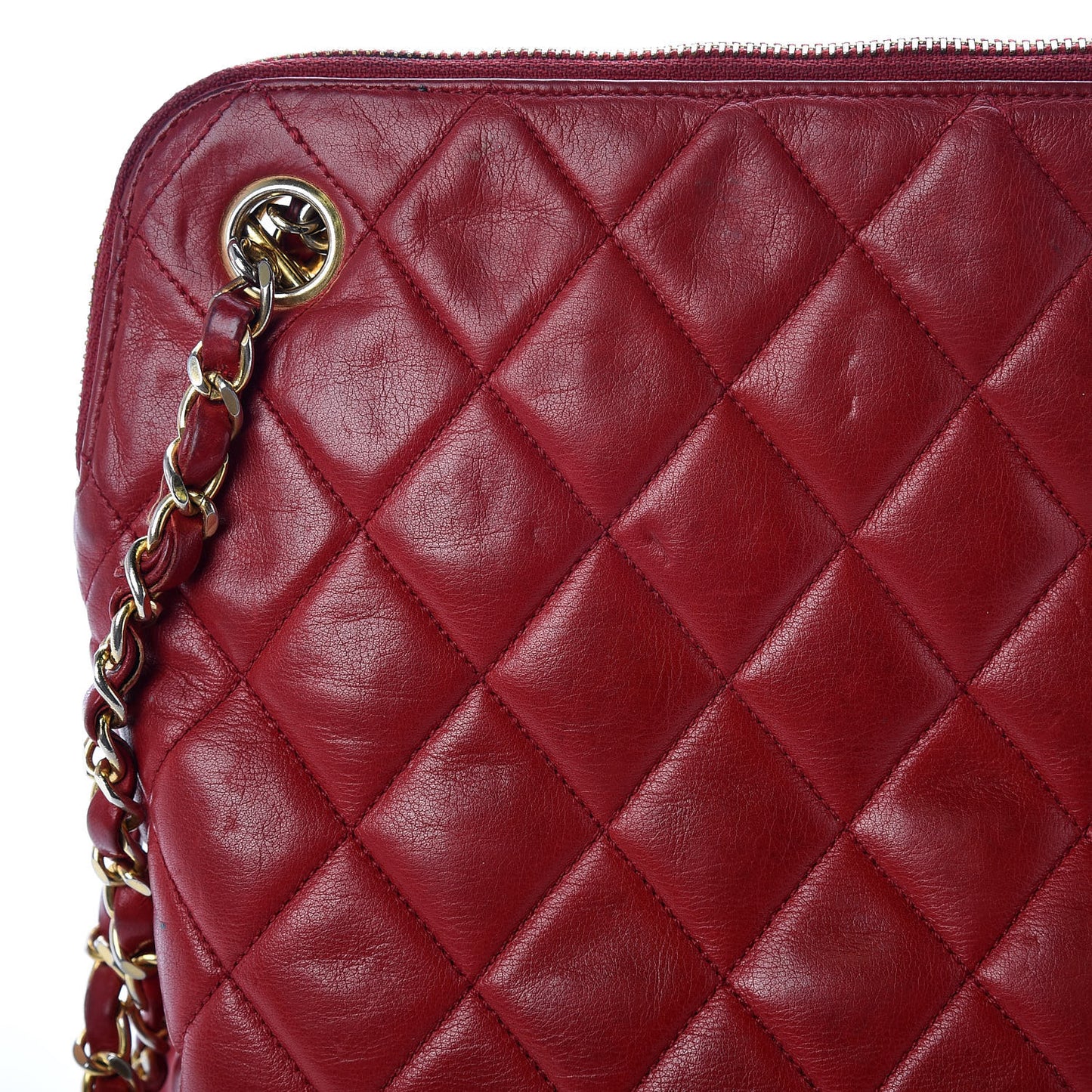 Lambskin Quilted Shoulder Bag Red