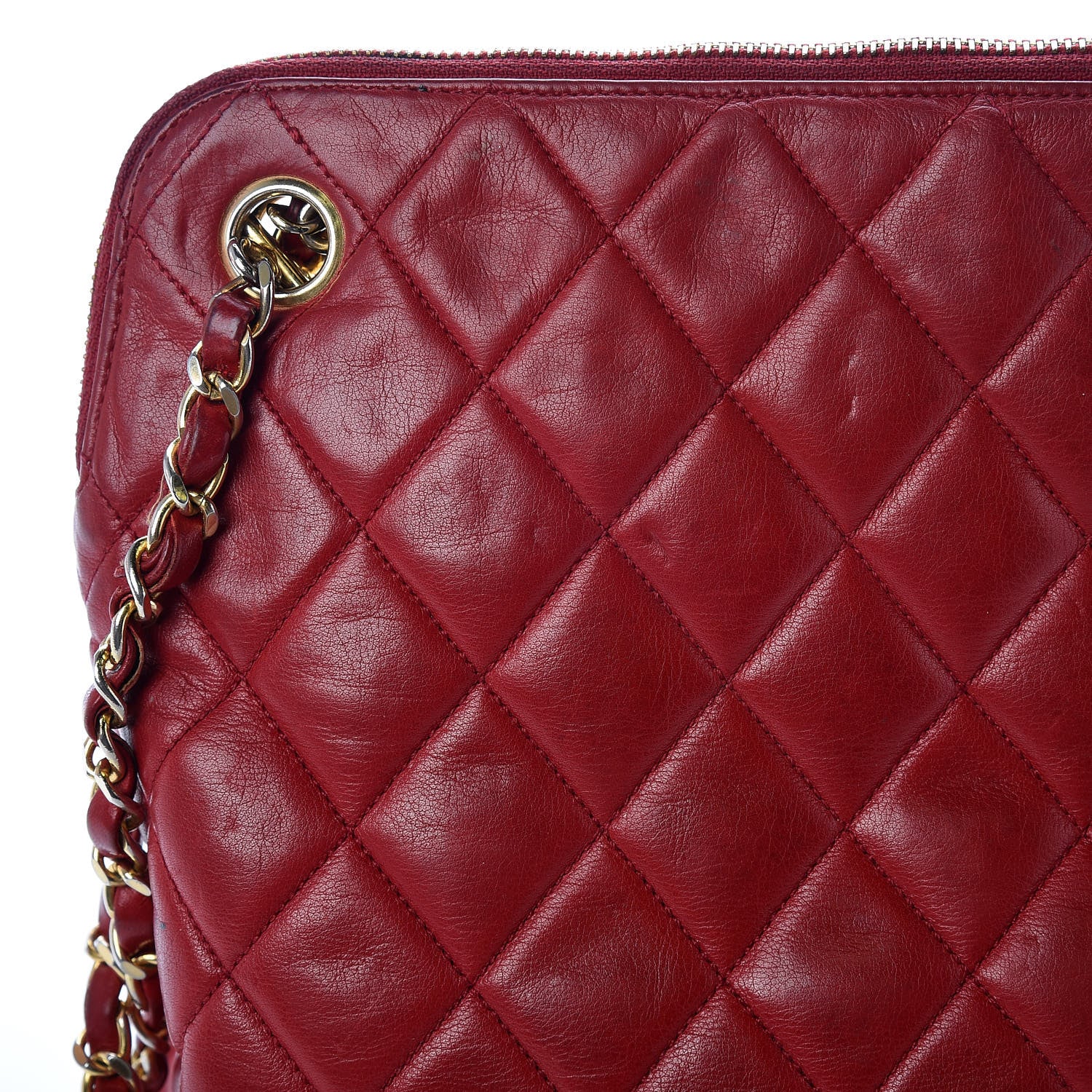Chanel Lambskin Quilted Shoulder Bag Red 16 of 26