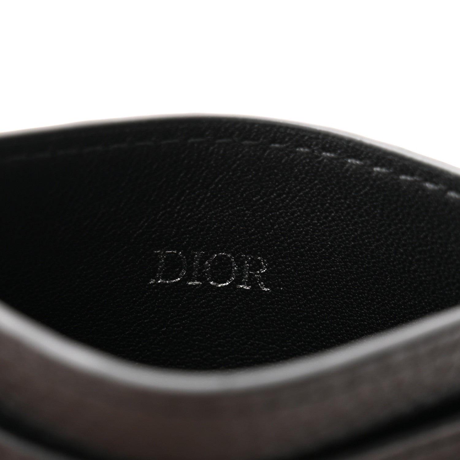 Christian Dior Grained Calfskin Oblique Card Holder Black 6 of 8