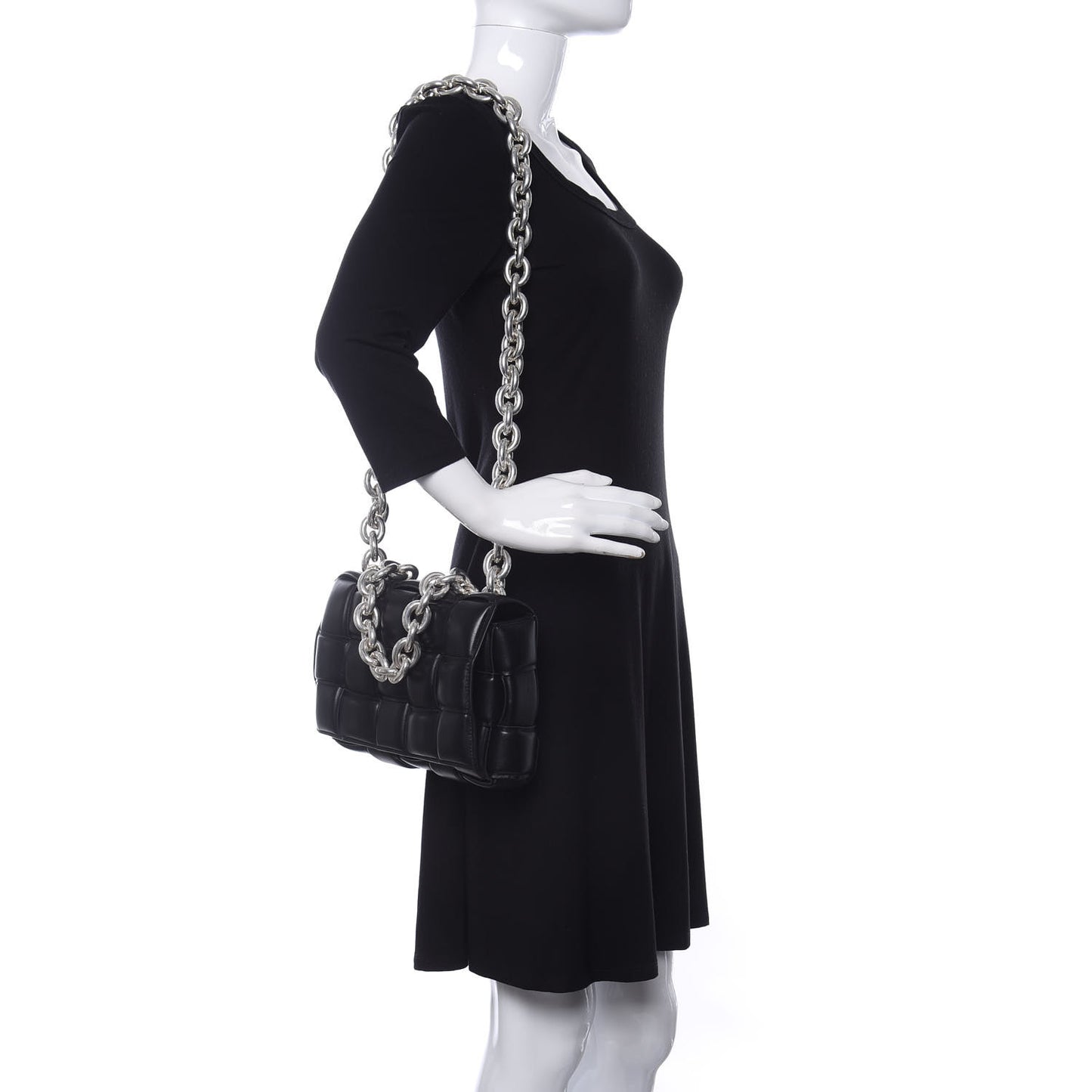 Lambskin Maxi Intreccio Padded Chain Cassette Crossbody Bag Black