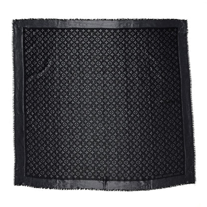 Louis Vuitton Silk Lurex Wool Monogram Shine Shawl Black 1 of 7