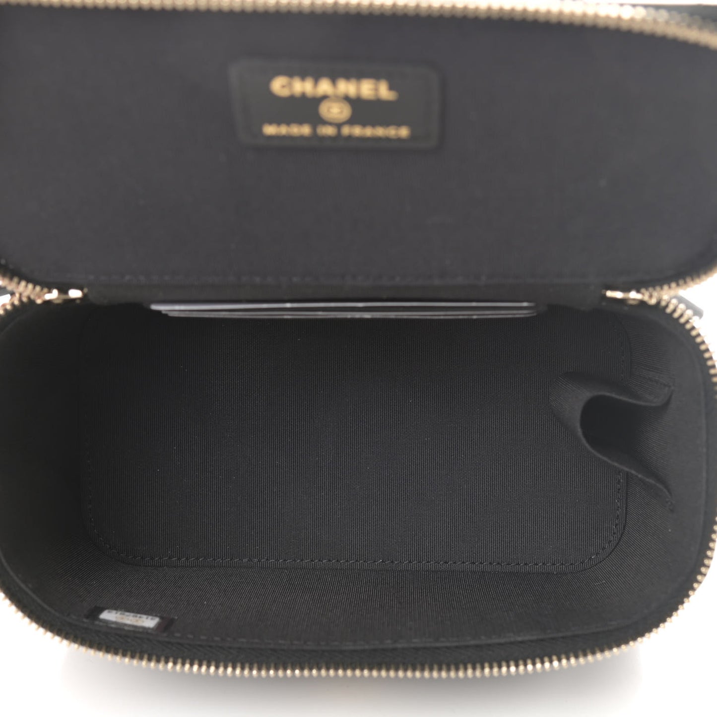 Lambskin Quilted Small Top Handle Vanity Case With Chain Black