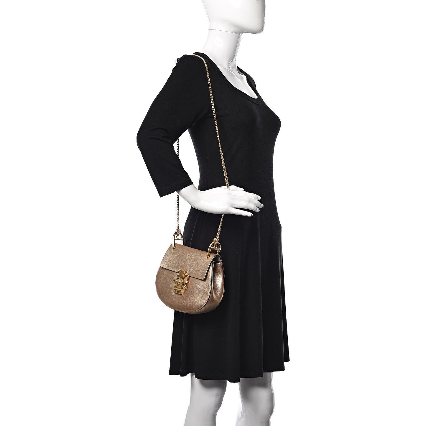 Metallic Goatskin Mini Drew Shoulder Bag Abstract Gold