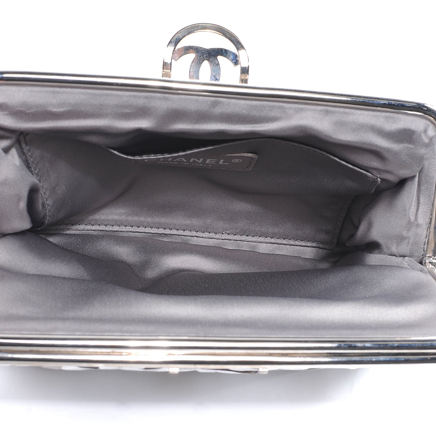 Chanel Calfskin Crackled CC Mix Frame Clutch Gold Silver 6 of 8