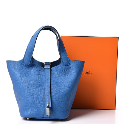 Hermes Taurillon Clemence Picotin Lock 18 PM Mykonos 9 of 9