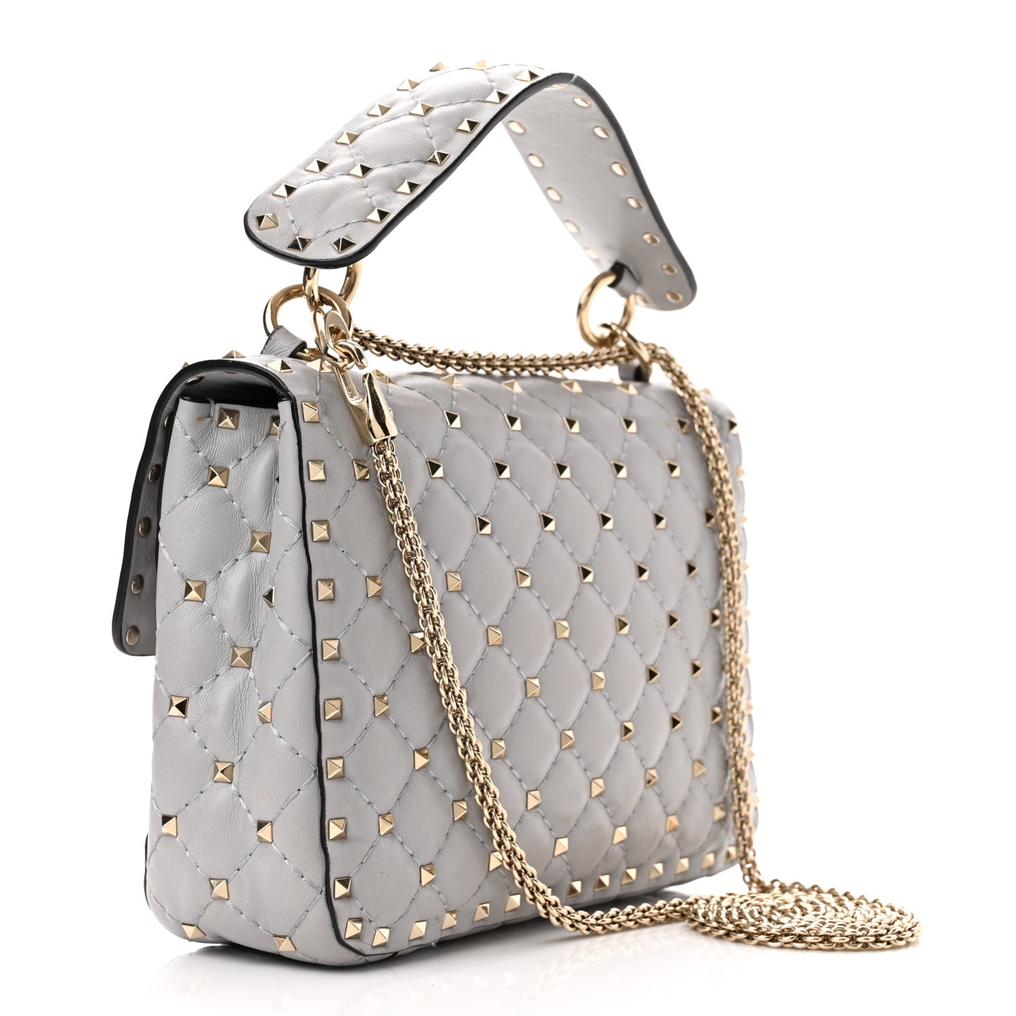 Nappa Medium Rockstud Spike Shoulder Bag Pastel Grey