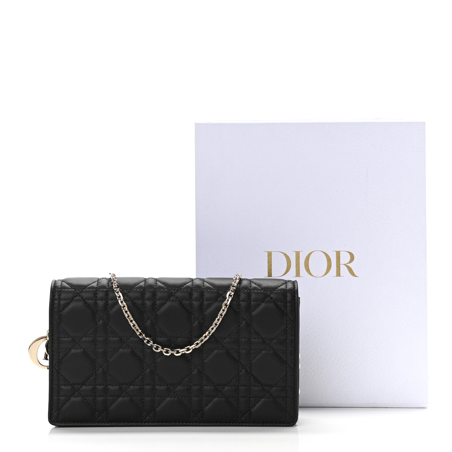 Christian Dior Lambskin Cannage Lady Dior Pouch Black 11 of 11