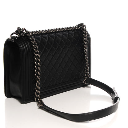 Chanel Metallic Calfskin Quilted New Medium Boy Flap Black 3 of 8