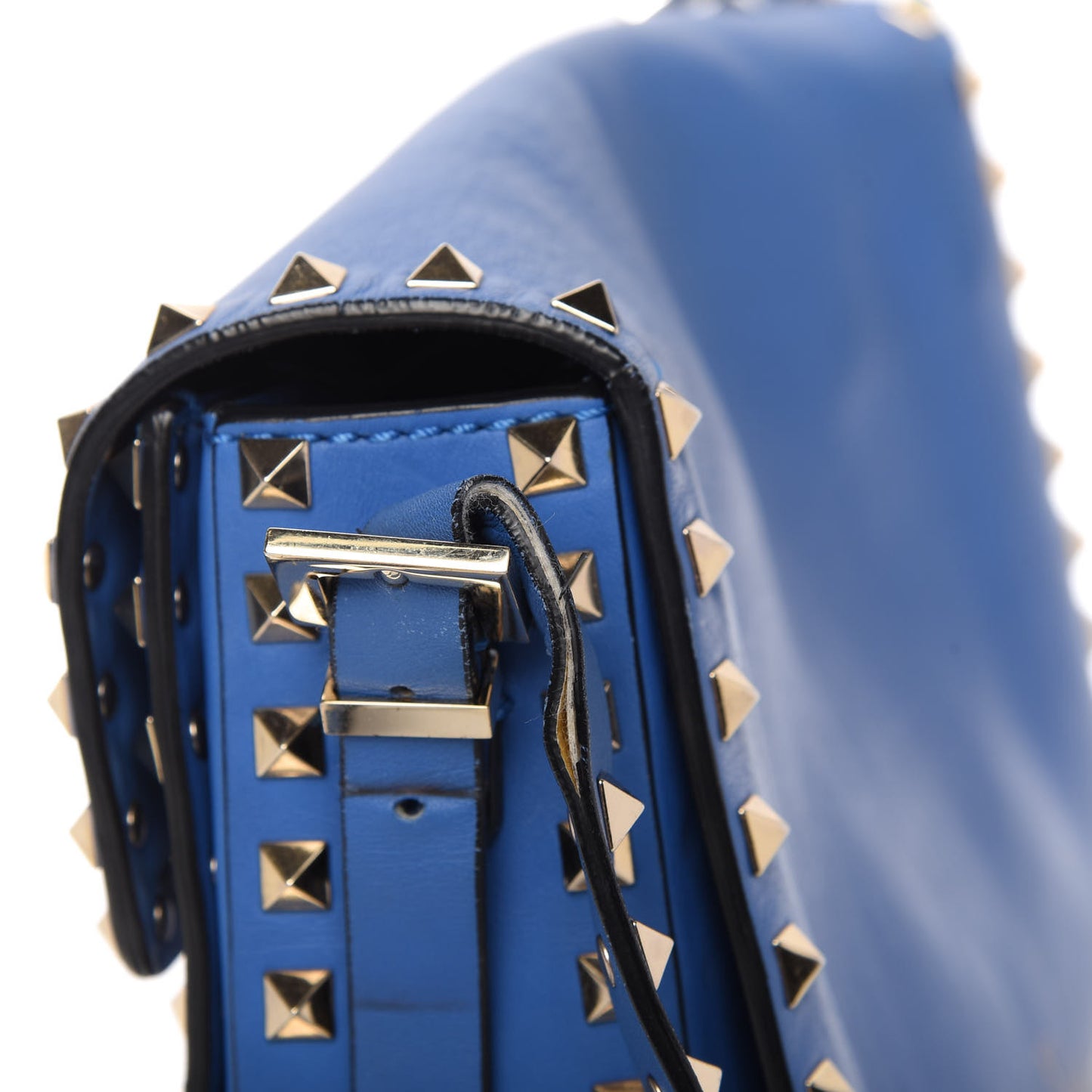 Vitello Medium Rockstud Flap Saddle Bag Light Sapphire