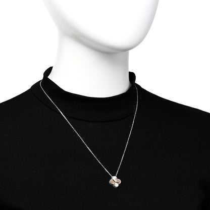 Van Cleef & Arpels 18K White Rose Gold Diamond Guilloche Vintage Alhambra Pendant Necklace 2 of 7