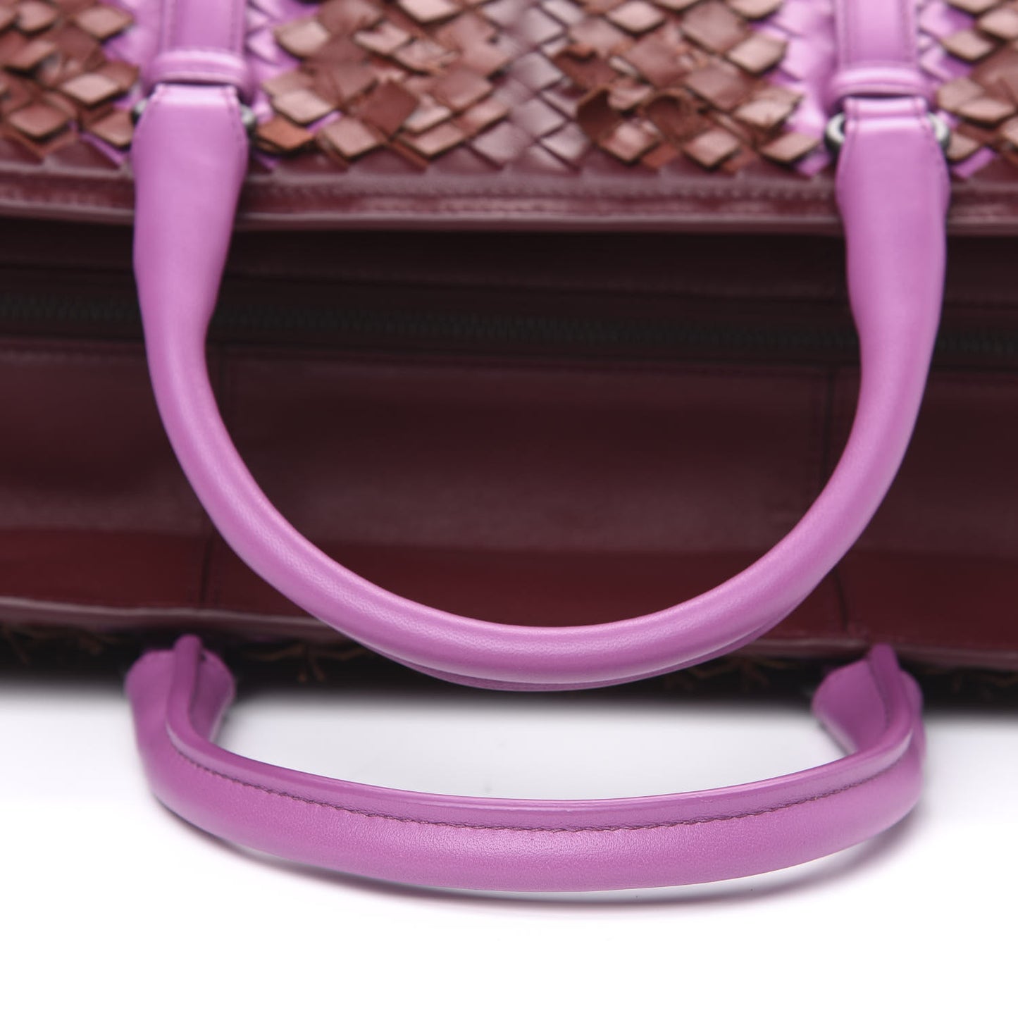 Nappa Intrecciato Top Handle Satchel Barolo Brick Peony