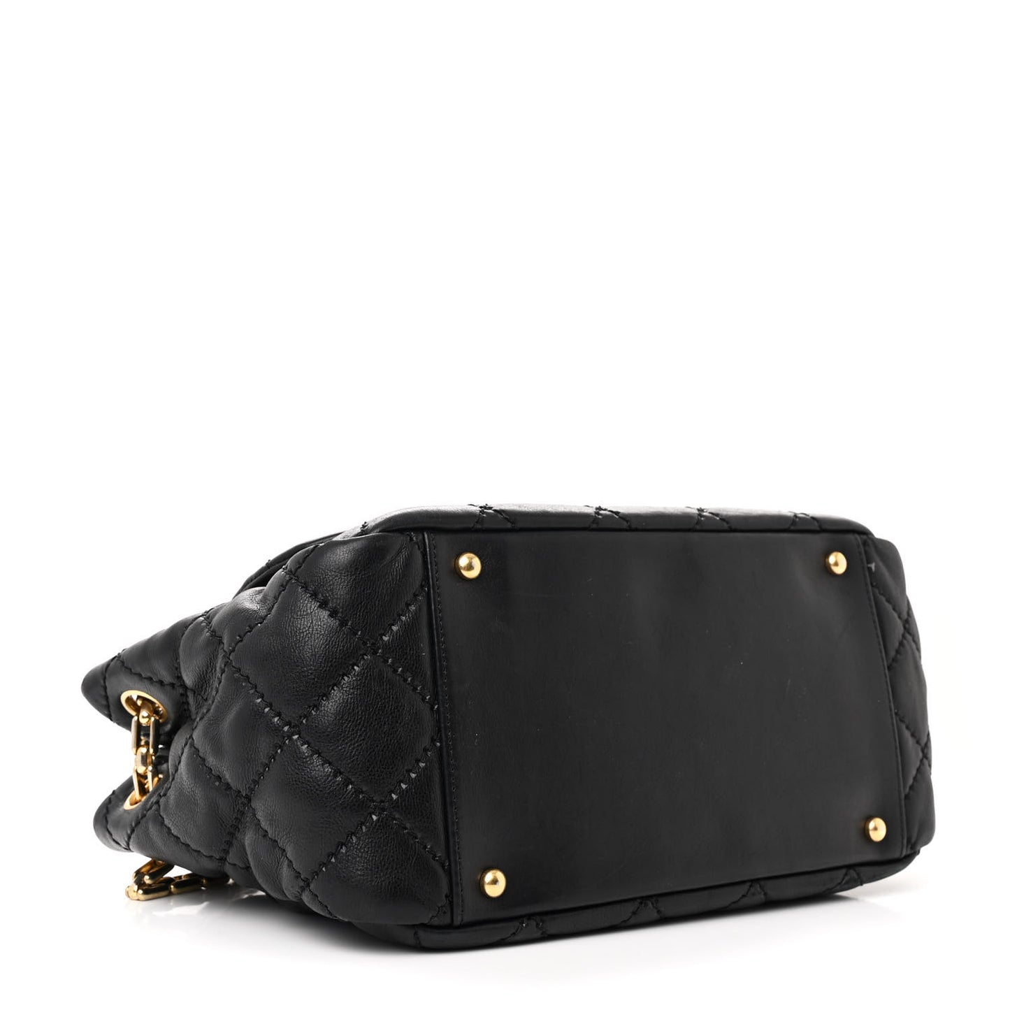 Calfskin Quilted Retro Chain Flap Black