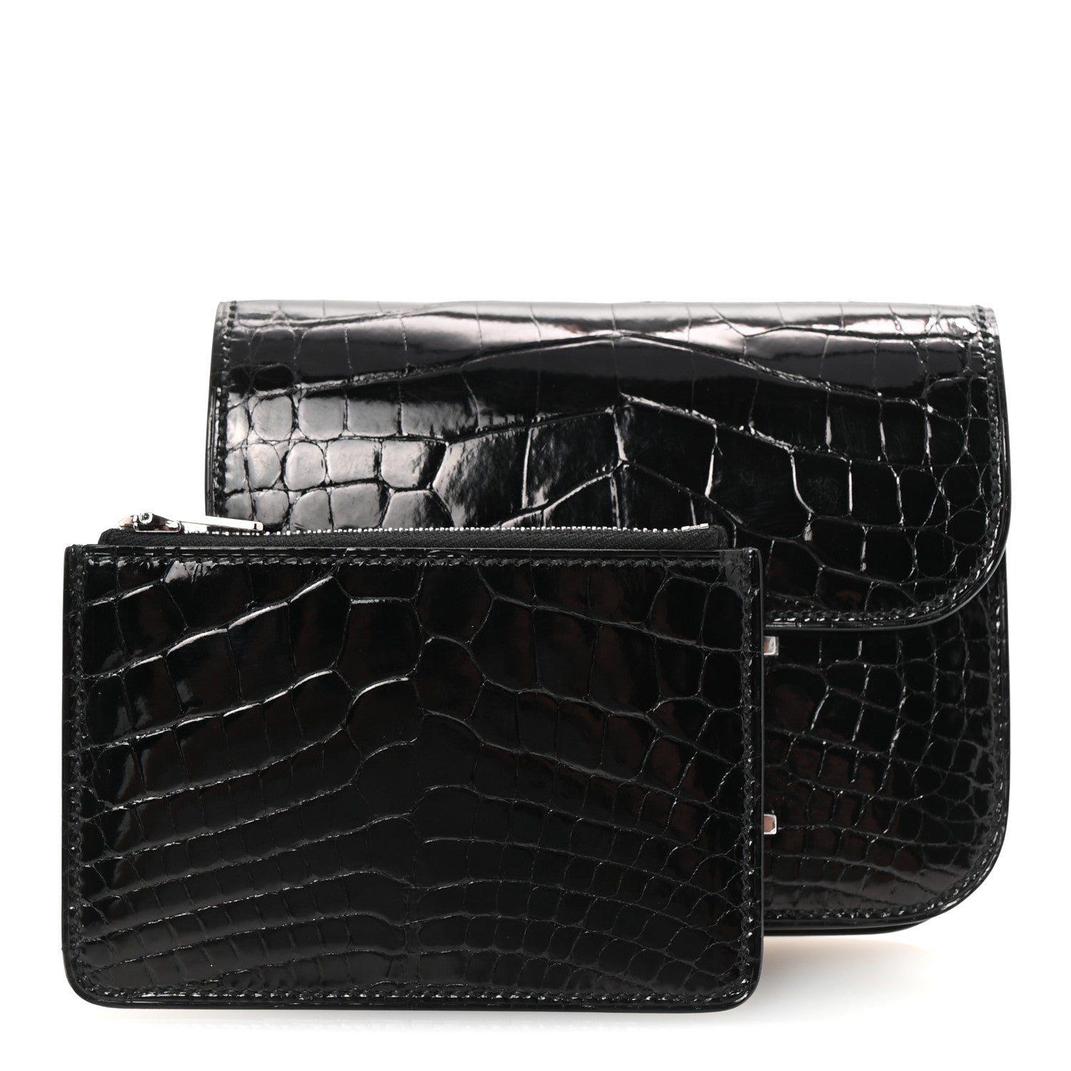 Hermes Shiny Alligator Constance Slim Wallet Black 3 of 8
