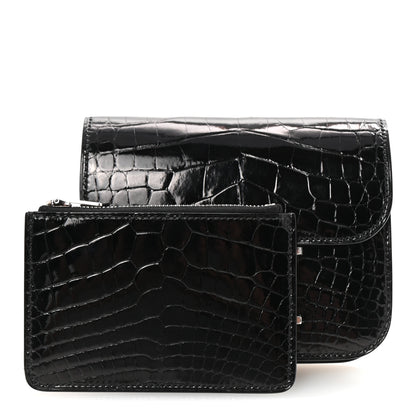 Hermes Shiny Alligator Constance Slim Wallet Black 3 of 8