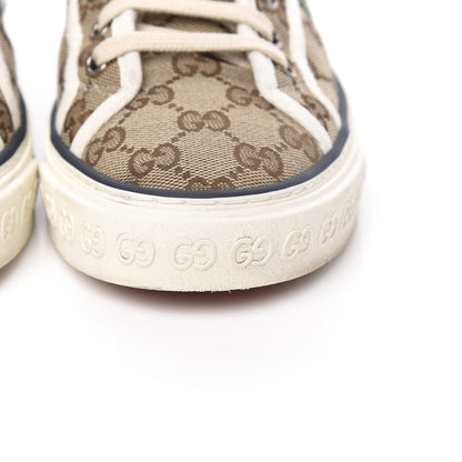 Gucci GG Monogram Web Womens 1977 Tennis Sneakers 39 Beige Ebony Mystic White 9 of 11